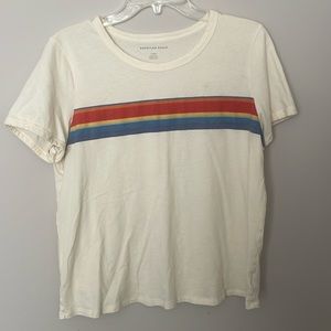 American Eagle, large T-shirt cream colored with rainbow stripe